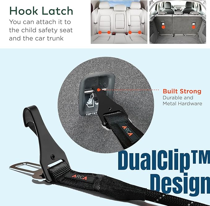 Dog Seat Belt for Car | Universal Dog Car Seatbelt | Durable Reflective Rope with Clip Hook Latch, Buckle and Alloy Carabiner- Safe and Secure Pet Safety Restraint-PurrikoPets