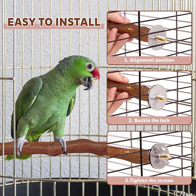 5PCS Bird Perch Stand Natural Wooden Parrot Stand Branch,3 Grape Wood Perch,2 Platform,Paw Grinding Fork Parakeet Chewing Stick Exercise Training Branches for Cockatiels,Small Birds-PurrikoPets
