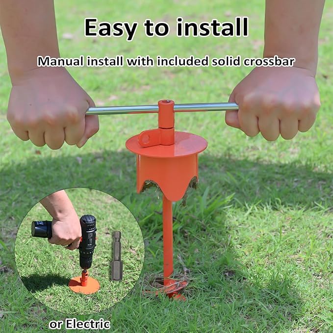 Dog Stakes for Outside Heavy Duty Hold up to 350Lbs Large Dogs Tie Out Tether Leash Chain for Yard Screw in Ground Anchors 17inch with Buffer Rope, Blue-PurrikoPets