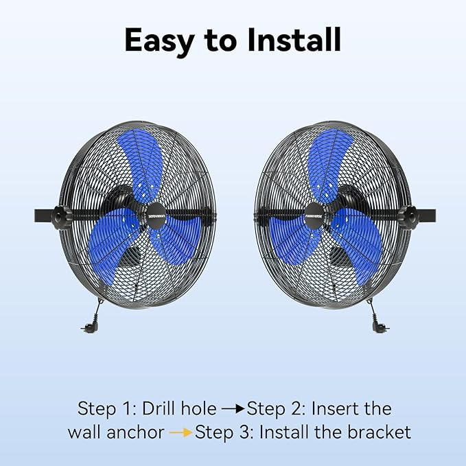 18 Inch Wall Fan Pro Series - 4900 CFM 3 Speed High Velocity Industrial Wall Mount Fans for Commercial, Residential, Warehouse, Covered Patio, Shop, Garage, Barn, Gazebo UL Safety Listed-PurrikoPets