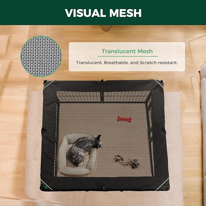FXW Homeplus Unleashed Indoor Dog Playpen - Stress-Free and Safe Play, Heavy Duty 24 Inch 8 Wire Panels with Playpen Cover for Puppy and Small Dogs, Black│Patented-PurrikoPets