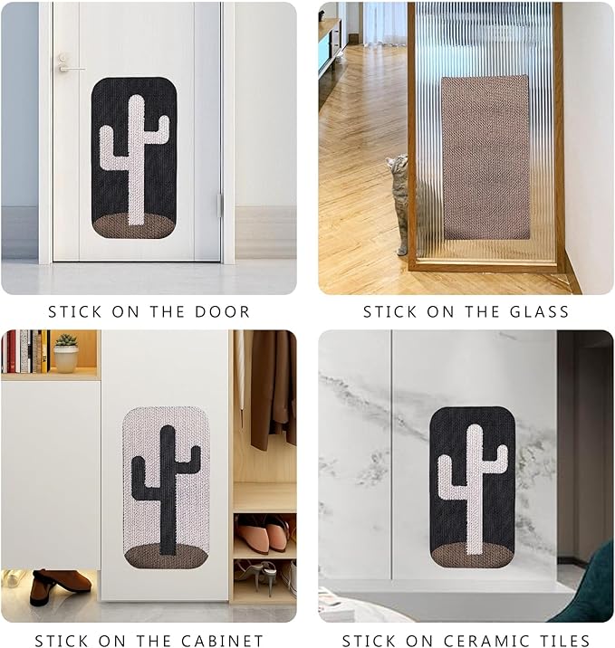 4 Pcs Cat Scratcher Wall Mounted Scratch Pad +Cat Scratcher Box Door Cat Nail File Scratcher for Wall Modern Cute Cardboard Vertical Cat Scratching Post, Furniture Protector-PurrikoPets