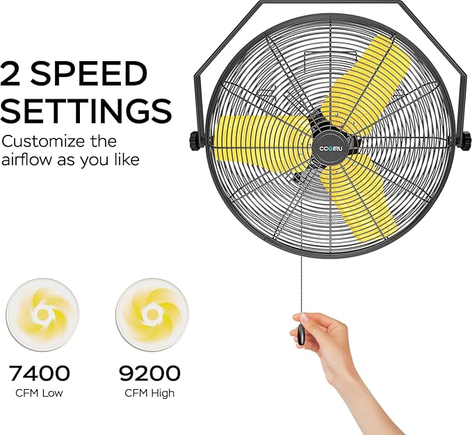 9200 CFM 24" Industrial Wall Mount Fans, High Velocity 2-Speed Professional Metal Fan with Sealed Motor, Heavy Duty Barn Wall Fan for Garage, Commercial, Warehouse, Greenhouse, UL Listed-PurrikoPets