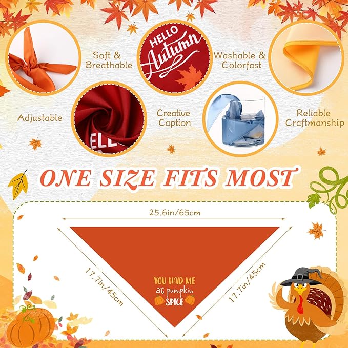 200 Pcs Fall Thanksgiving Dog Bandana Bulk with Sayings Pet Triangle Scarf Bibs Washable Puppy Kerchief Adjustable Grooming Supplies for Small Medium Large Dog Cat Costume Accessories-PurrikoPets