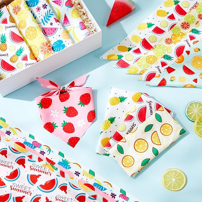100 Pcs Fruit Dog Bandanas Bulk Summer Bandanas for Dogs Hawaiian Soft Bibs Adjustable Triangle Scarf for Small Medium Large Pet Costume-PurrikoPets