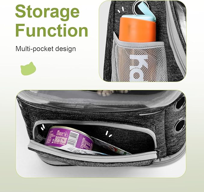 Expandable Cat Backpack,Cat Bubble Backpack Carrier for Carrying Cats, Pets and Small Dogs,Airline-Approved,Designed for Travel, Hiking, Walking,Car （Black-PurrikoPets