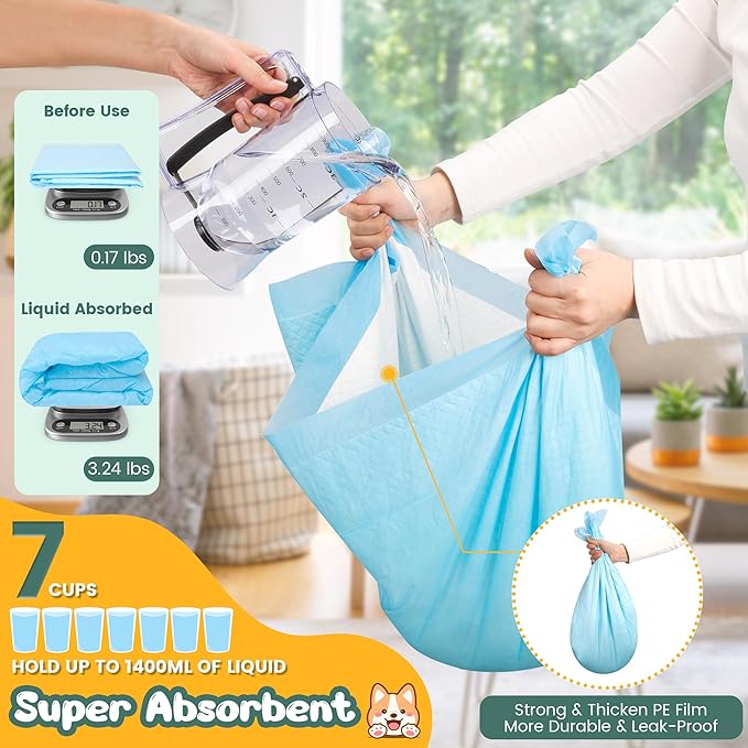 60 Count Extra Large Dog Pee Pads 28" x 34", Super Absorbent X-Large Puppy Pads Disposable Dogs Training Pads, Quick Drying Leak-Proof Dog Potty Pads for Doggies Puppies-PurrikoPets