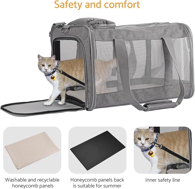 Airline-Approved Pet Carrier Cat Carrier Dog Carrier - Stylish Lightweight, Handheld & Crossbody, Honeycomb Support, Anti-Escape Design for Travel, Walks & Daily Outings-PurrikoPets