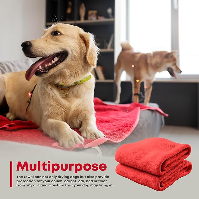 Extra Large Dog Towel Soft Absorbent Bath Pet Towels for Drying Dogs, Elastic Terry Microfiber Soft Towel, Machine Washable, Quick Dry, Multipurpose (L, XL, 2XL) (Green, L)-PurrikoPets