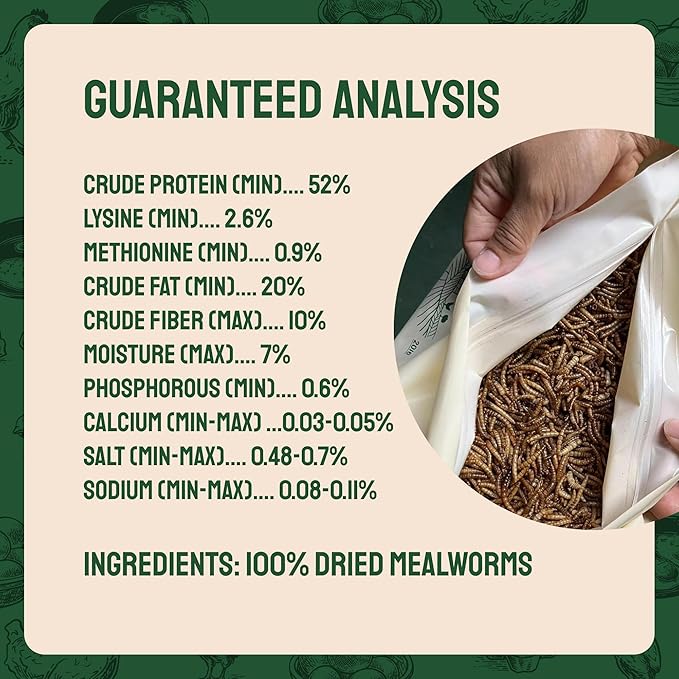 Dried Mealworms - 2 Lb Bag - High Protein Chicken Feed, Mealworms for Birds & Chickens - Meal Worms for Wild Birds & Turtles-PurrikoPets