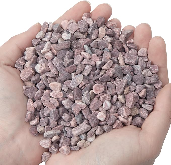2lb Succulent and Cactus Gravel Pebbles 1/5-3/8 Inch Natural Decorative Polished Stones River Rocks for Plants, Vases, Aquariums, Terrarium and Outdoor Gardening, Rouge Red Color-PurrikoPets