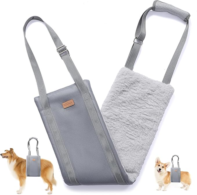 Dog Lift Harness for Small Dogs, Adjustable Dog Sling for Back Legs, Hip Support Harness to Help Lift Dogs Rear for Canine Aid and Old K9 Cruciate Ligament Rehabilitation - Small, Grey-PurrikoPets