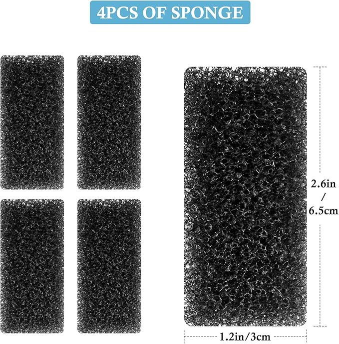 FEDOUR 4PCS Replacement Aquarium Biochemical Sponge for 3W Aquarium Filter, Aquarium Filter Sponges for Replacement (Sponge 4pcs for 3W)-PurrikoPets