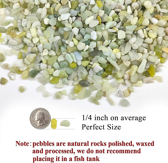 5 lbs Jade Pebbles for Indoor Plants,1/4 inch Polished Gravel Rocks for Plants, Succulents, Cactus, Vases, Terrarium and Outdoor Gardening-PurrikoPets