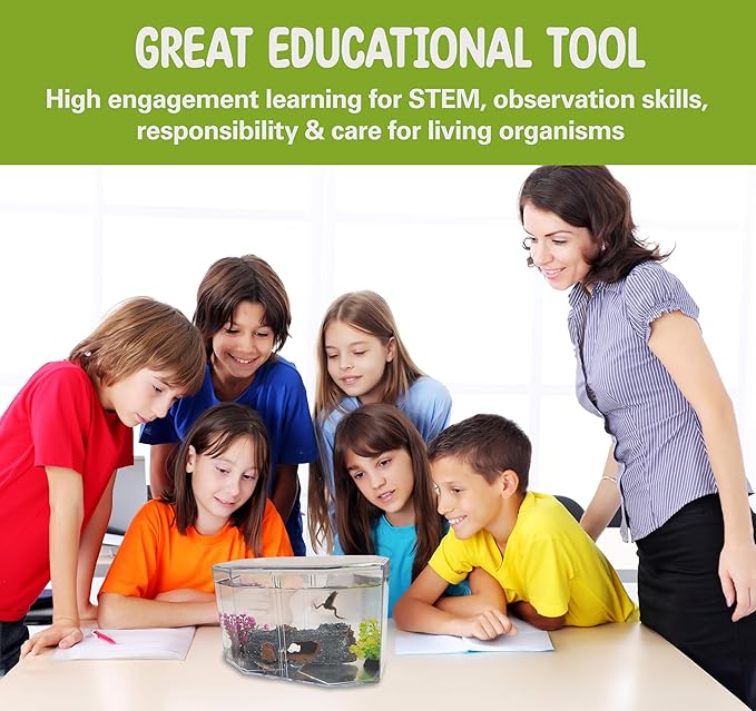 African Dwarf Frog Starter Kit- Includes Certificate for 2 Live Frogs- All-in-One Bundle with Book, Small Aquarium, Food, Instructions Now-PurrikoPets