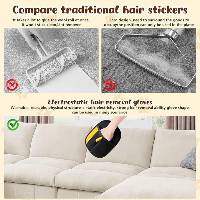 2Pcs Pet Hair Removal Gloves,New Upgrade Efficient Pet Grooming Gloves,Cat Grooming for Hair Removal,Versatile Reusable Pet Hair Remover Glove-PurrikoPets