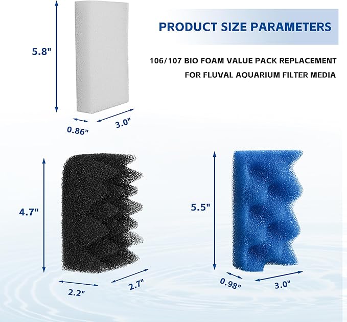 10Pcs Bio Foam Value Pack for Fluval 106/107 Aquarium Filter Media-PurrikoPets