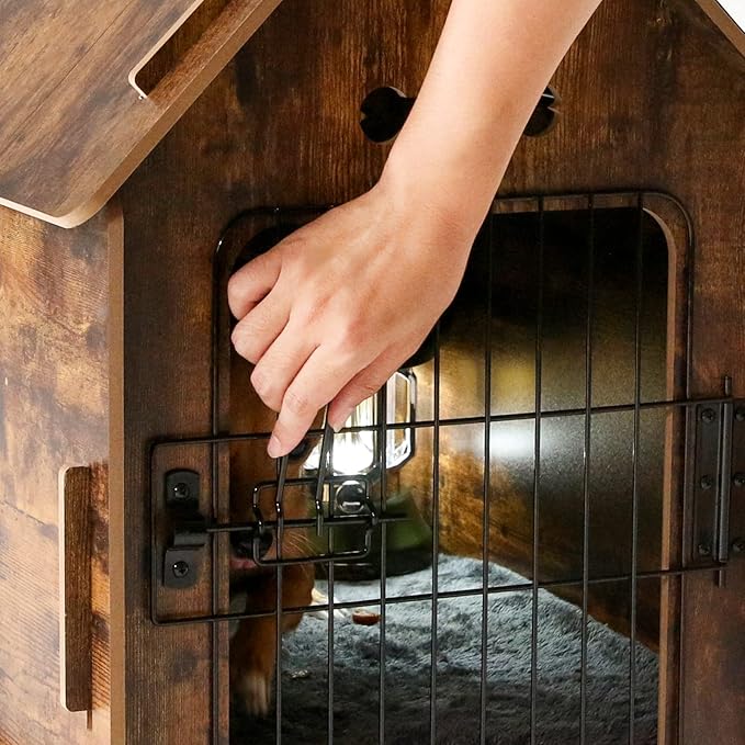 Dog House Indoor for Small Dogs or Cats, Cozy Wooden Design, Small Indoor Bed House, with Air Vents and Elevated Floor Warm Dog Cave-PurrikoPets