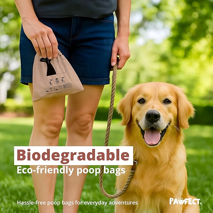 Pawfect Dog Poop Bags Rolls - Biodegradable Doggie Bags, Compostable Dog Waste Bags, BPI Certified Pet Waste Bags, Unscented, Large, Puppy Poo, Earth Friendly, Bolsas de Basura (240 counts)-PurrikoPets