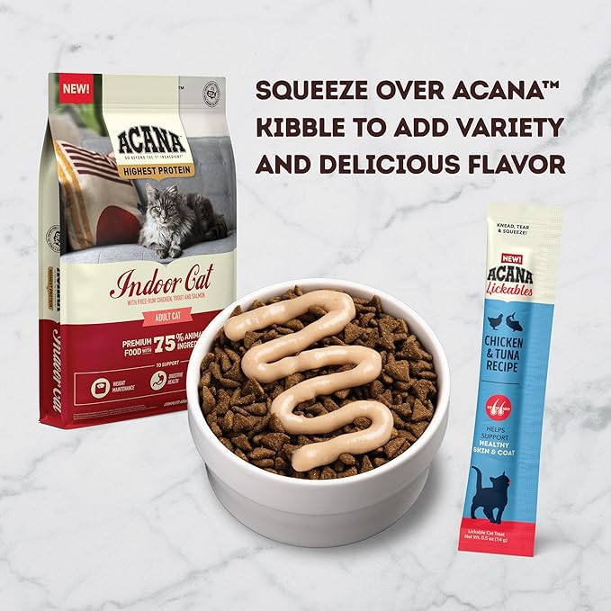 ACANA Lickables Cat Treats Chicken & Tuna Recipe .5oz Tubes (5 Count)-PurrikoPets
