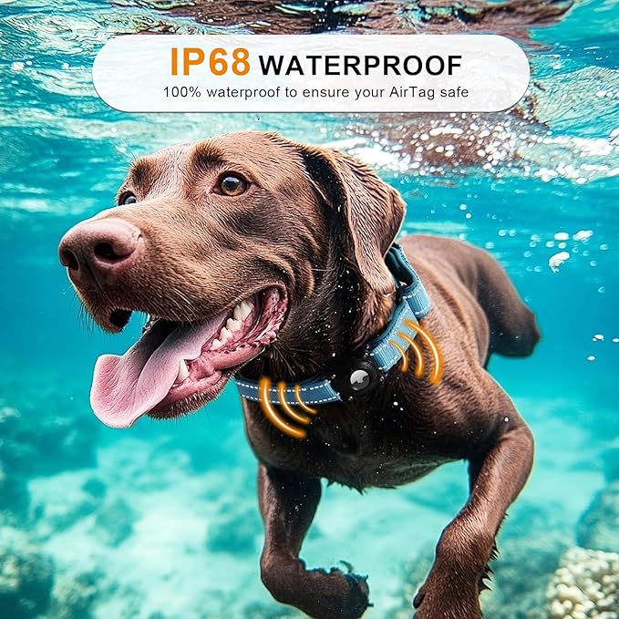 Airtag Dog Collar with Martingale Design, IP68 Waterproof Air Tag Collar Holder, Adjustable Reflective Soft Padded Nylon Dog Collar for Large Medium Small Dogs-PurrikoPets