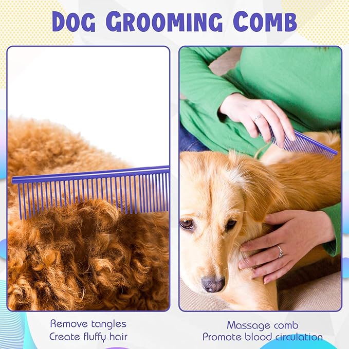 3 Pcs Stainless Steel Grooming Combs for Matted and Tangled Long Hair - Pet Guide Clippers for Dog and Cat-PurrikoPets