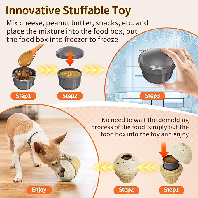 Dog Treat Dispenser Toy Interactive, Frozen Treat Toy Reduces Anxiety, Chew Toys for Aggressive Chewers, Birthday Enrichment Toy, Dog Treat Toys to Keep Them Busy for All Breeds-PurrikoPets