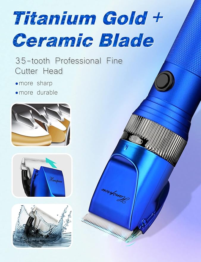 Dog Grooming Clippers, Professional 12V Heavy Duty Pet Clippers, Large Dog Shaver for Thick Coat,Plug-in Pet HairTrimmer with Guard Combs Brush for Dogs Cats-PurrikoPets