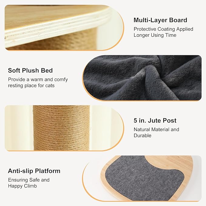 FUKUMARU Floor to Ceiling Cat Tree, 6 Level Adjustable Height (5.7-9.8 ft) Climbing Tower with Thickened Scratching Posts, Cats Activity Center with Transparent Capsule and Cozy Hammock-PurrikoPets