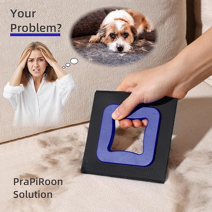 3 in 1 Mini Pet Hair Removal Tool, Dog and Cat Square Hair Remover for Car Detailing Supplies, Clothes, Couch and Carpet, Fur Cleaning Supplies for Furniture-Ergonomic and Anti-Slip, Mini Pet Supplies-PurrikoPets