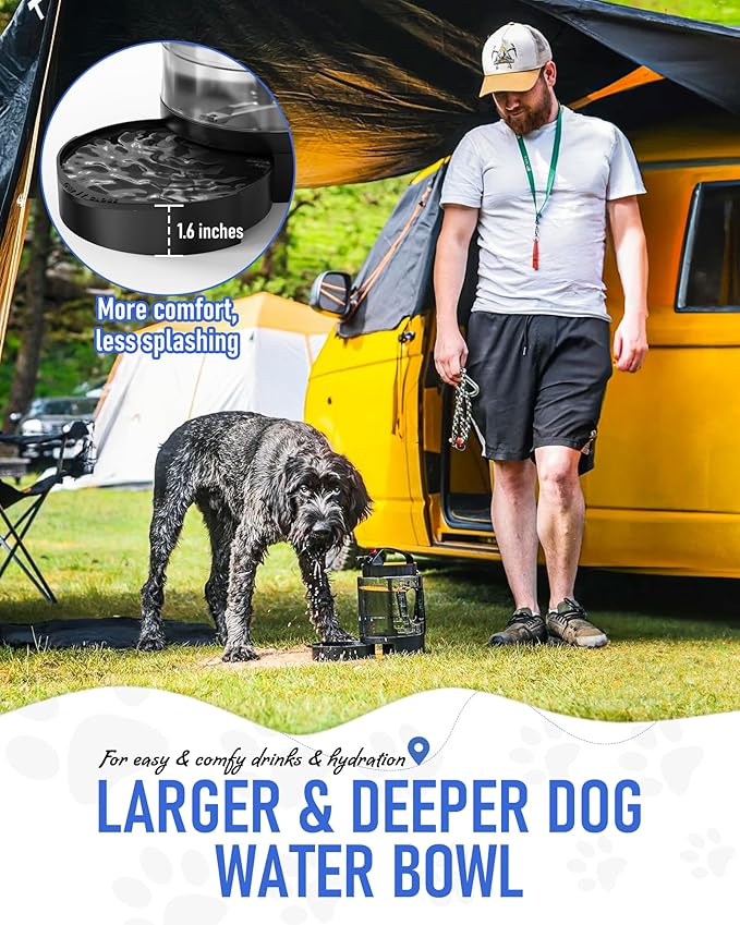 Dog Water Bottle Travel Bowl, 77oz Large Portable Dog Water Bowl Dispenser, Leakproof Pet Drinking Bottle Dispenser for Hiking Camping Walking Travelling Beach Car Trips, BPA Free, Black-PurrikoPets