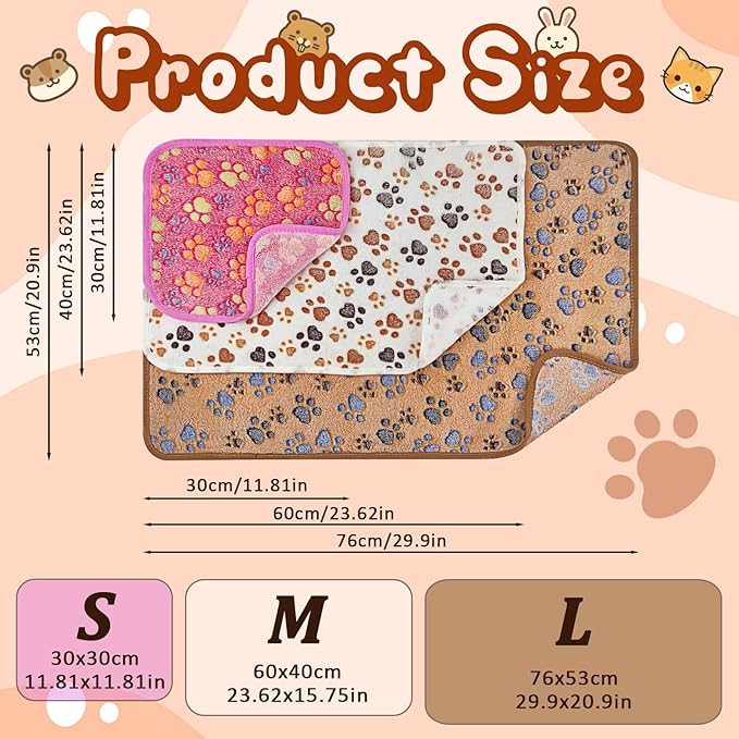 3 Pcs Washable Guinea Pig Blankets Absorbent Small Animal Fleece Bedding Cage Liners Reusable Pet Pee Pad Sleep Mat Pad Cover for Hamster Ferret Rabbit Chinchilla Hedgehog (Multi, Muitisize)-PurrikoPets