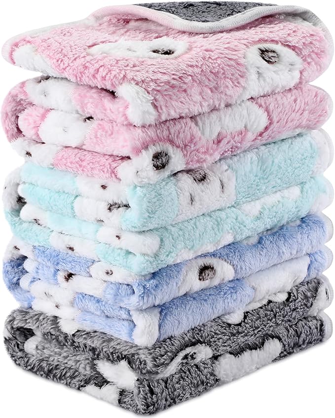 4 Pcs Waterproof Guinea Pig Blankets Washable Small Animal Fleece Bedding Absorbent Guinea Pig Cage Liners Reusable Pet Pee Pad Sleep Mat Pad Cover for Hamster Ferret (Bear Pattern,24 x 16 Inch)-PurrikoPets