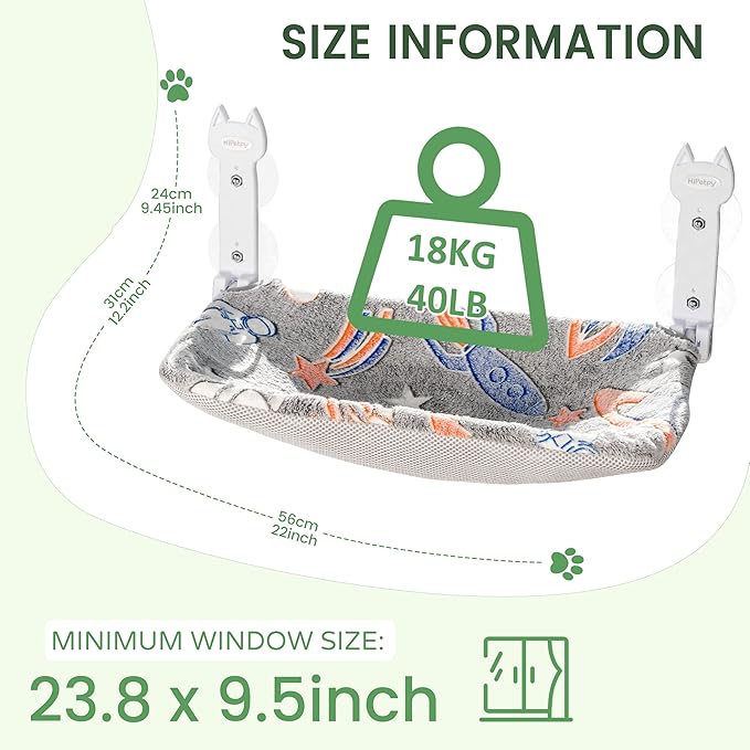 2 Pack Cat Window Perch, Glow in The Dark Foldable Cat Hammock with Sunken Design & Removable Soft Cover, Breathable Cordless Window Bed for Resting Indoor Kitten (Shallow Perch, 2 Pack - M)-PurrikoPets