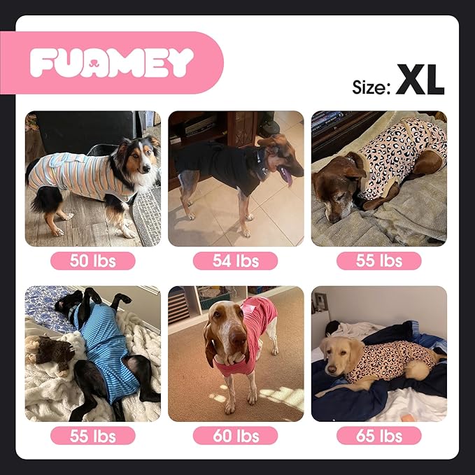 FUAMEY Dog Recovery Suit Male,Dogs Surgery Neuter Suits Puppy Spay Shirts for Female Protect Dog's Skin Anti Licking Abdominal Wounds Doggie Onesie Pet Bodysuit Alternative to Cone Gray Stripes XL-PurrikoPets