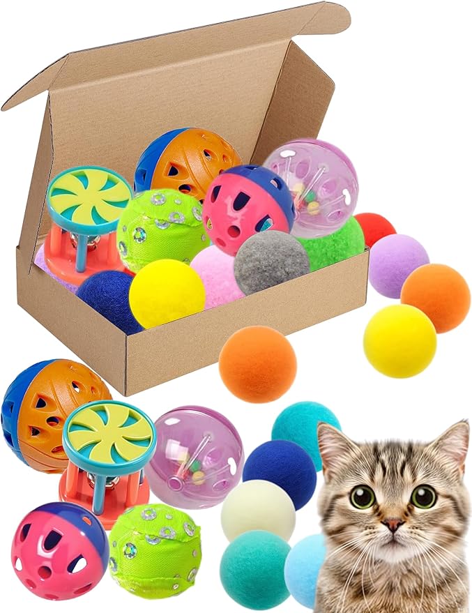 15-Pack Cat Toy Balls for Indoor Cats and Kittens (1.5'' - 2.2'', Cat Toys Mega Set)-PurrikoPets