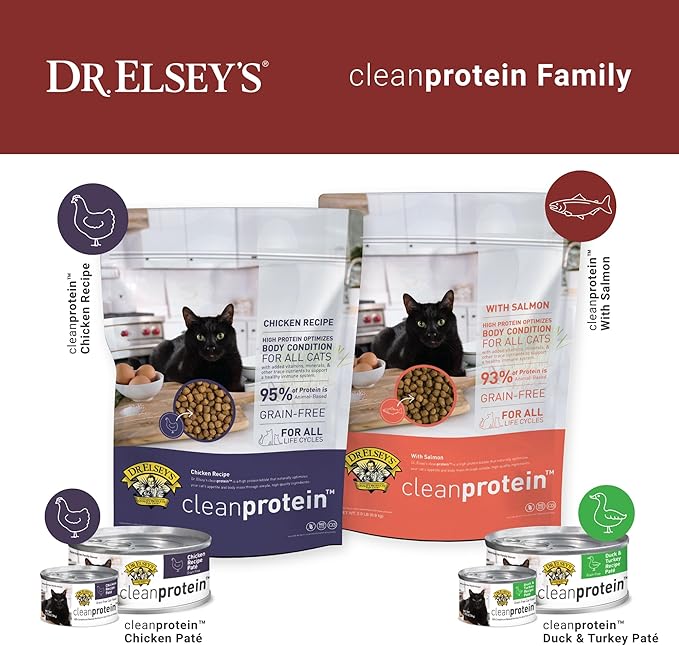Dr. Elsey's cleanprotein Salmon Recipe Wet Cat Food, Pate 5.3 oz cans (Pack of 24)-PurrikoPets