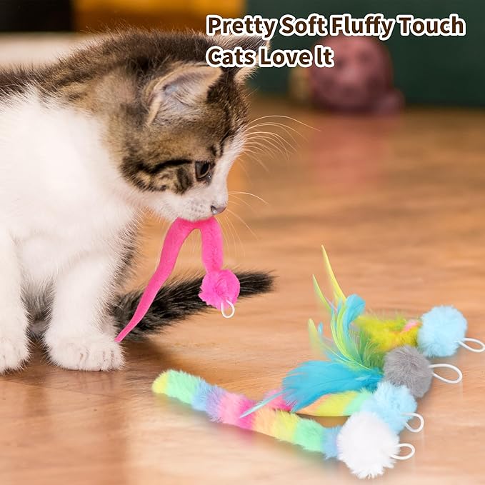 5 Pack Cat Toy Replaceable Feathers for Interactive Cat Toys with Remote Control, Cat Feather Toys Attachments for Indoor Cats Exercise and Play (Not Include Cat Toy, Only Accessories)-PurrikoPets