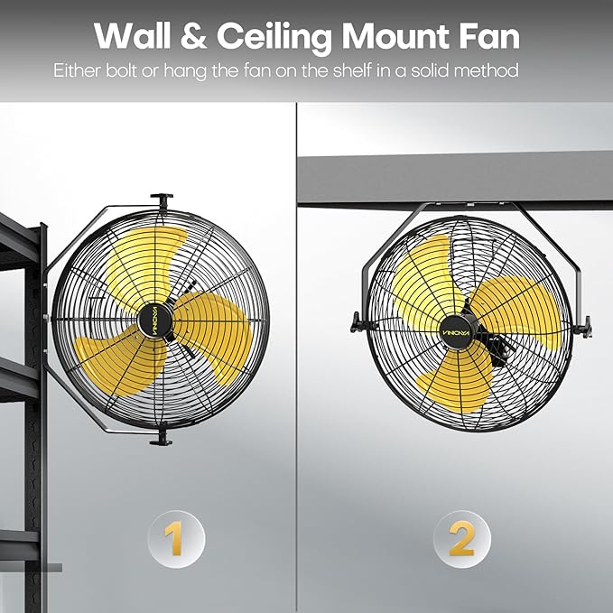 18 Inch Industrial Wall Fan with 2 Pack, 4800 CFM Metal Wall Mount Fans with Poweful Motor, 3 Speed, Fan Indoor for Covered Patio, Greenhouse, Gazebo, and Garage, UL Listed-PurrikoPets