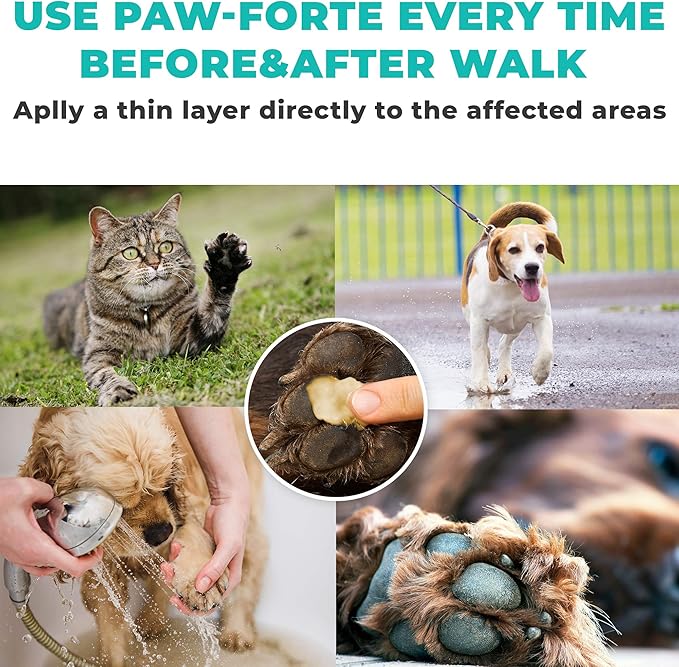 Forticept PAW Balm | Dog Paw Protector from Hot Pavement, Dirt, Salt, Ice and Snow | Soother and Moisturizer for Cracked Dog Paw Pads | Natural Wax Based, Lick Safe 3 oz-PurrikoPets