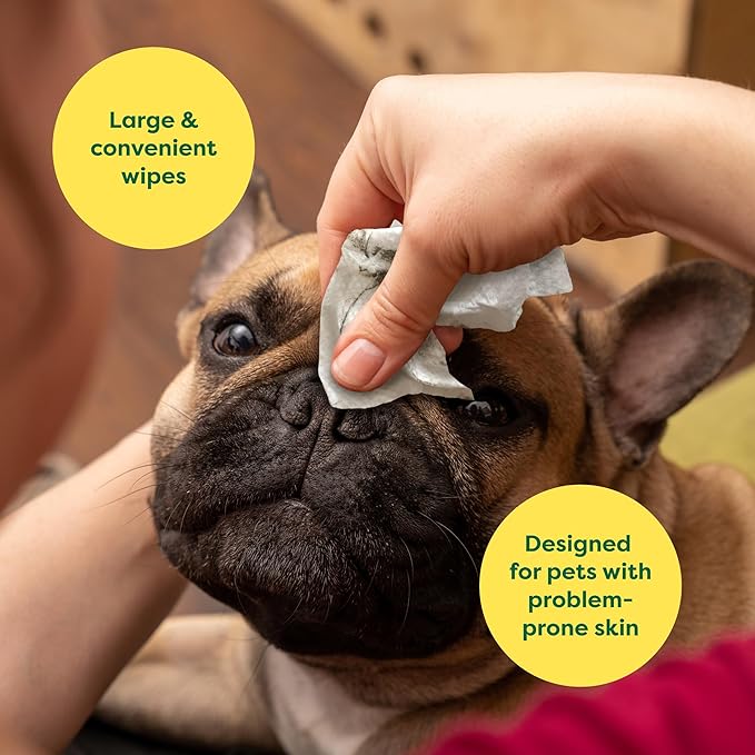 Earth Rated Wrinkle Wipes for Dogs, Perfect for Bulldogs and Pugs, to Cleanse Wrinkles and Folds, Wild Oat Scent, 60 Count-PurrikoPets