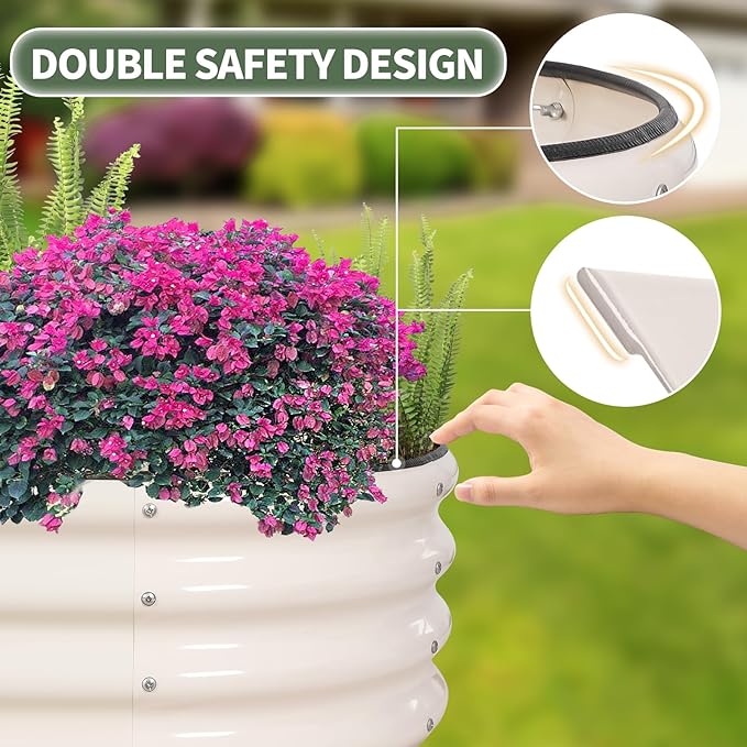 1MORE Galvanized Raised Garden Bed- Planter Garden Boxes Outdoor, Raised Beds for Gardening, 8x2x1ft Metal Garden Bed Kit for Vegetables Flower, Planter Raised Beds with Protective Tape & Tools.White-PurrikoPets