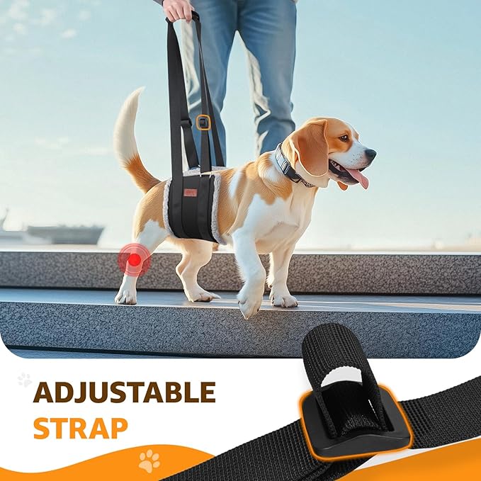 Adjustable Dog Lift Harness, Dog Sling for Large Dogs Hind Leg Support, Soft Lift Support Helps Senior, Injured, Disabled and After ACL Surgery Dogs-Black & Grey (Medium)-PurrikoPets