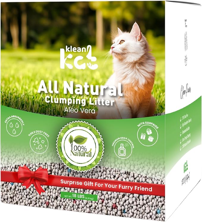 All Natural Clumping Cat Litter – Multiple Scents – Low Dust, Odor Control – (Aloe Vera) 18 lb - Surprise Toy Inside-PurrikoPets
