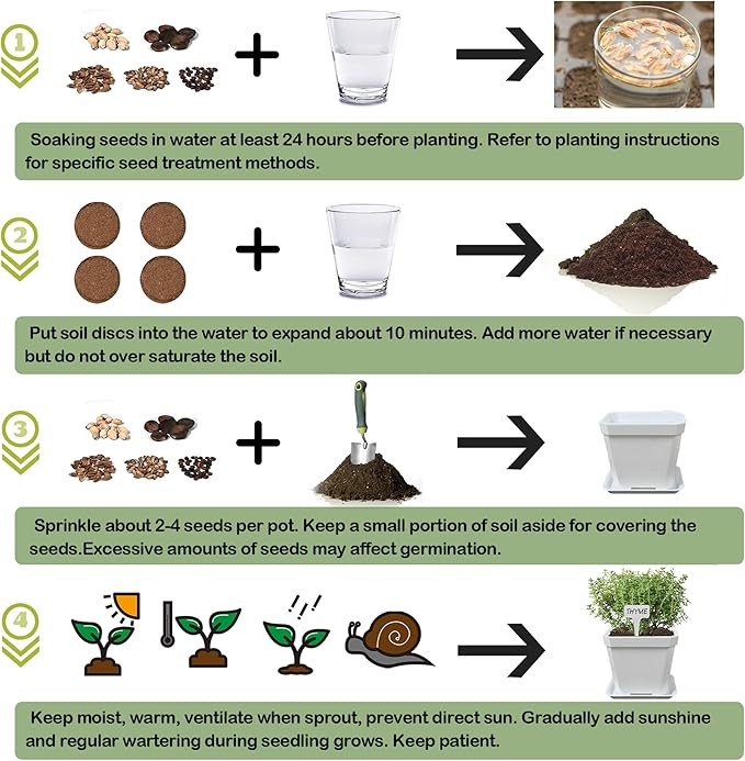 10 Herb Seeds Garden Starter Grow Kit with White Pots, Markers, Nutritional Soil, Watering, Herb Clipper, Complete Indoor Potted Plant Growing Set for Kitchen DIY-PurrikoPets
