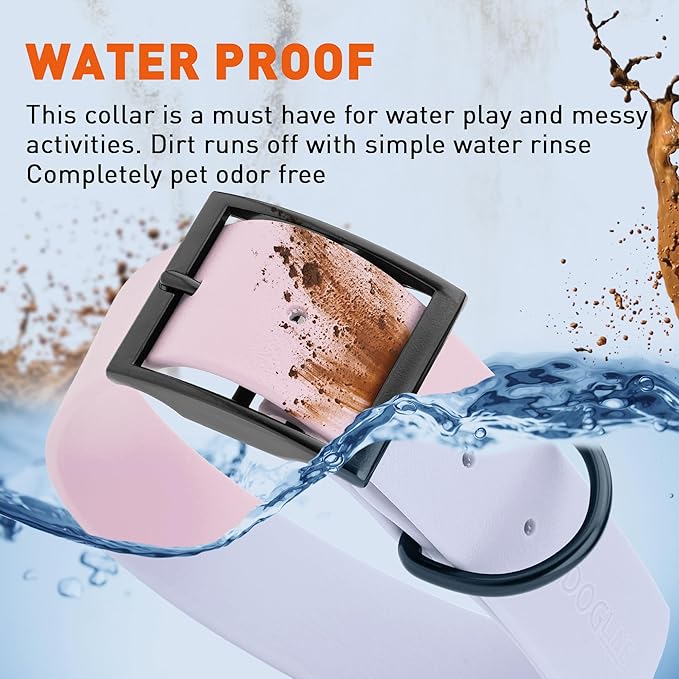 Dogline Biothane Waterproof Dog Collar Strong Coated Nylon Webbing with Black Hardware Odor- Proof for Easy Care Easy to Clean High Performance Fits Small Medium or Large Dogs, Pastel Purple-PurrikoPets