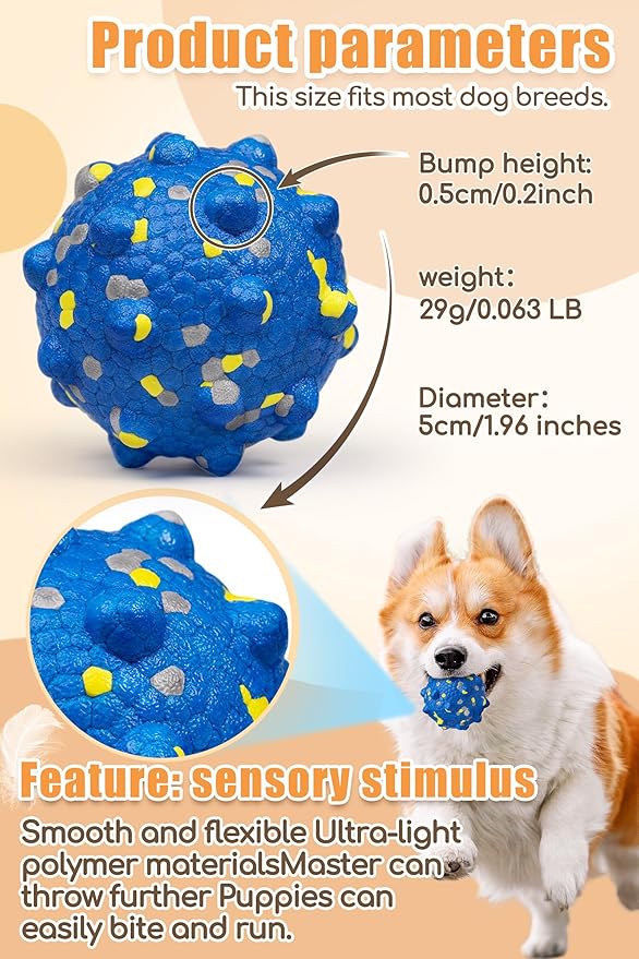 1.96'' Dog Balls for Dogs Aggressive Chewers Indestructible Tennis Durable Bouncy Interactive Dog Toy Balls for Fetch Game Floating Training(Blue Small)-PurrikoPets