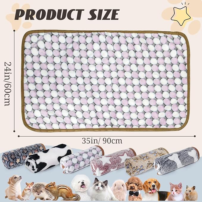 6 Pcs Washable Guinea Pig Blankets Absorbent Small Animal Fleece Bedding Cage Liners Reusable Pet Pee Pad Sleep Mat Pad Cover for Hamster Ferret Rabbit Chinchilla Hedgehog (Black, 24" x 35")-PurrikoPets