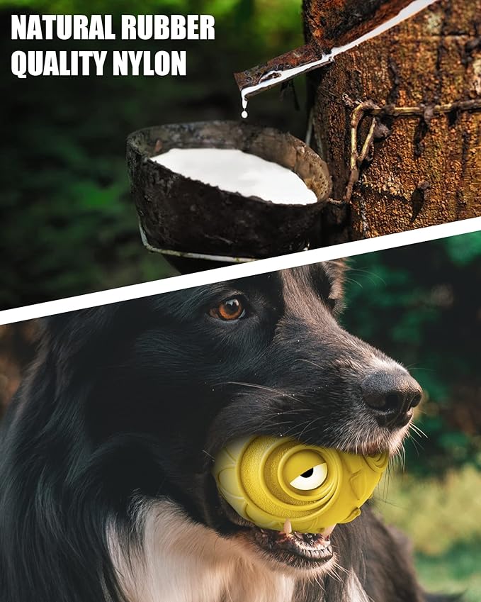 Giggle Ball for Dogs Owl Toys for Puppy Interactive Dog Toy Medium Large Dogs Natural Rubber Cute Hoot Fun Gift for Dog (Yellow Owl)-PurrikoPets