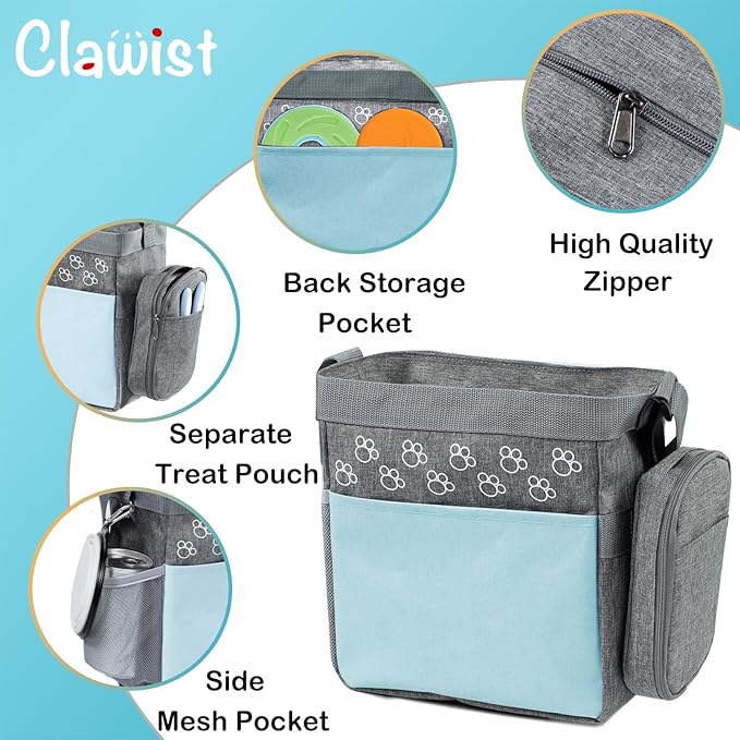 Dog Travel Bag with Treat Pouch, Airline Approved Dog Bags for Traveling, 2 Dog Food Travel Container, 2 Travel Bowls, Weekend Dog Travel Bag for Supplies, Dog Travel Kit Accessories-PurrikoPets